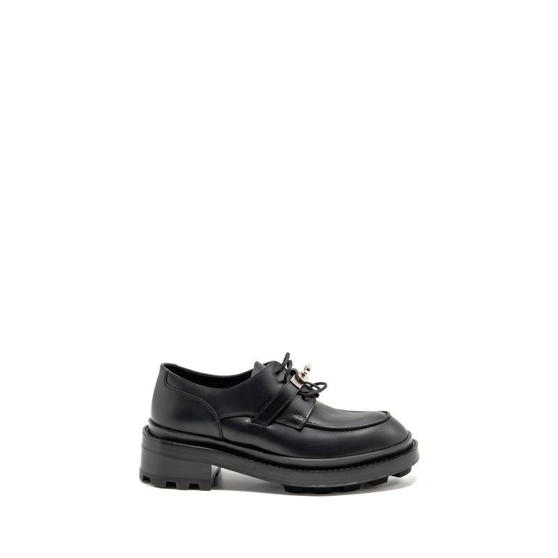 Hermes size 37 Richelieu Derby First Loafer Black SHW