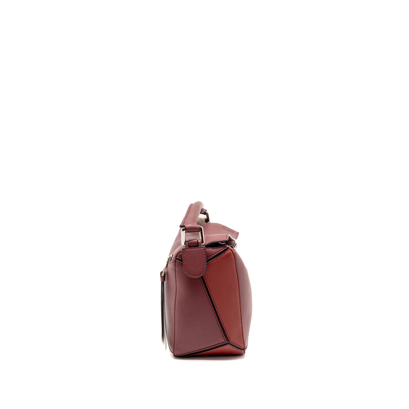 Loewe Small Puzzle Bag Grained Calfskin Burgundy / Multicolour SHW