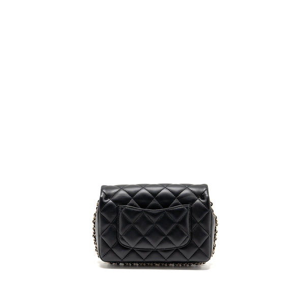 Chanel Quilted Flap Bag with Pearl Detailed Chain Lambskin Black LGHW