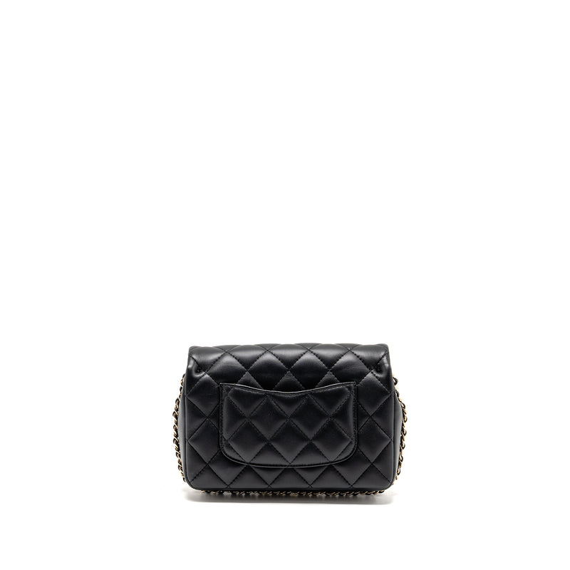Chanel Quilted Flap Bag with Pearl Detailed Chain Lambskin Black LGHW