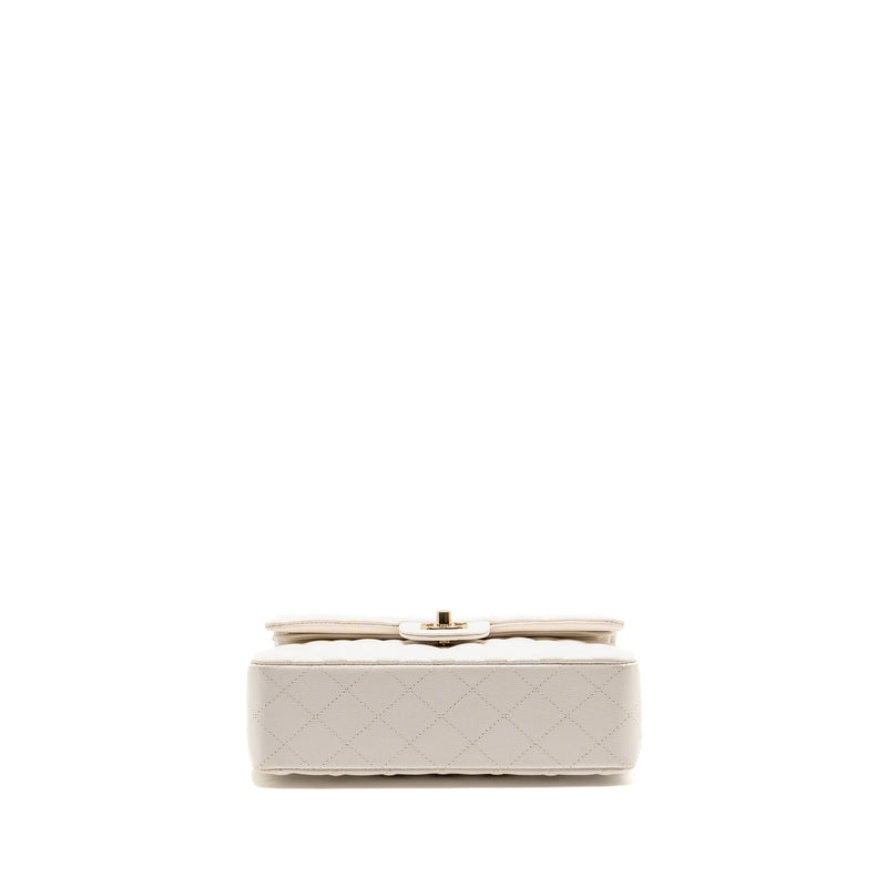 Chanel Small Classic Double Flap Bag Caviar White LGHW (Microchip)