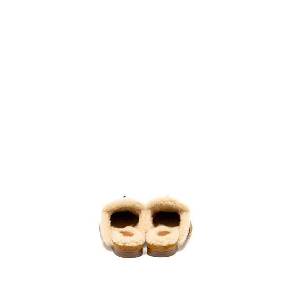 Hermes Size 36 OZ Mule Suede Goatskin Shearling Naturel SHW