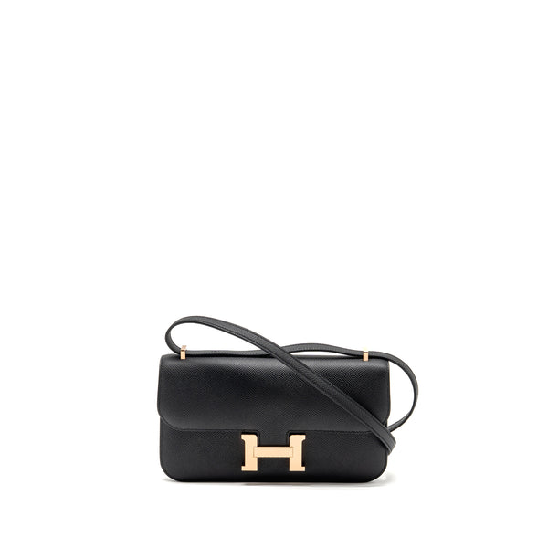 Hermes Constance Elan Epsom Black RGHW Stamp K