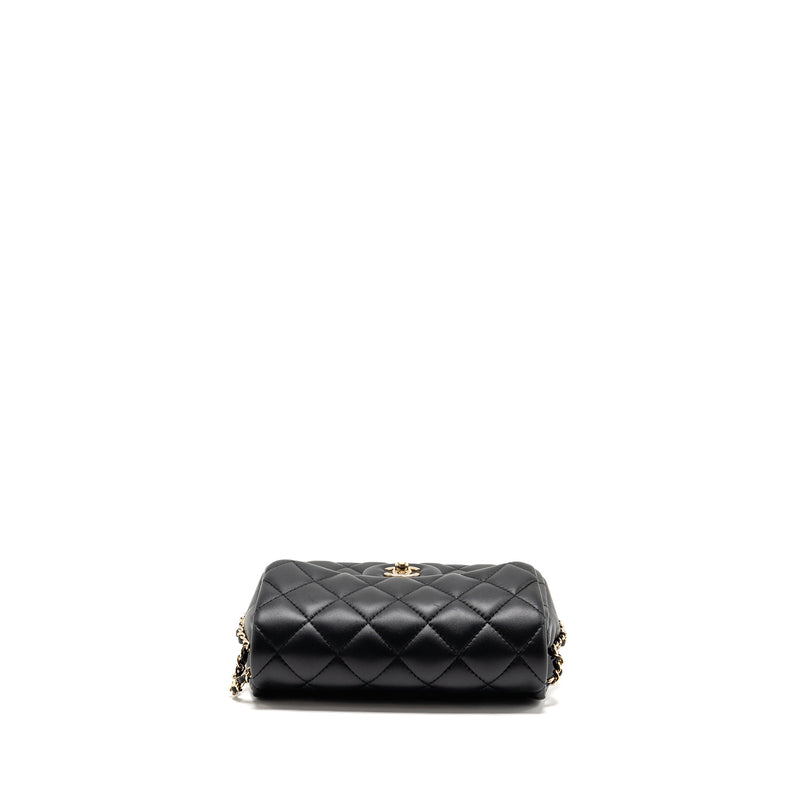 Chanel Quilted Flap Bag with Pearl Detailed Chain Lambskin Black LGHW