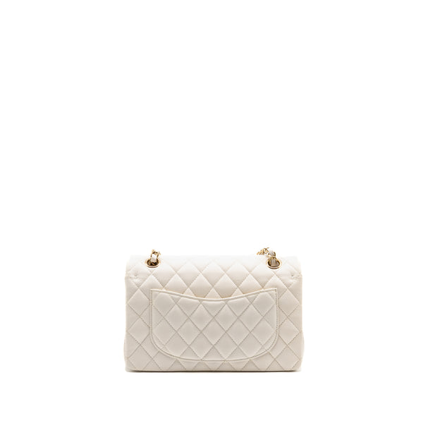 Chanel Small Classic Double Flap Bag Caviar White LGHW (Microchip)