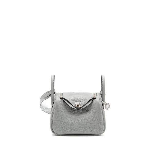Hermes Mini Lindy II Clemence Blue Glacier SHW Stamp K