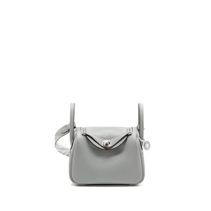 Hermes Mini Lindy II Clemence Blue Glacier SHW Stamp K