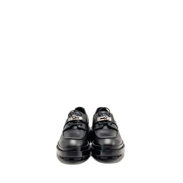 Hermes size 37 Richelieu Derby First Loafer Black SHW