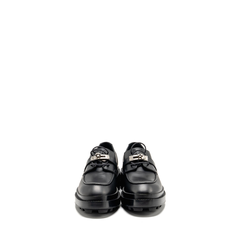 Hermes size 37 Richelieu Derby First Loafer Black SHW