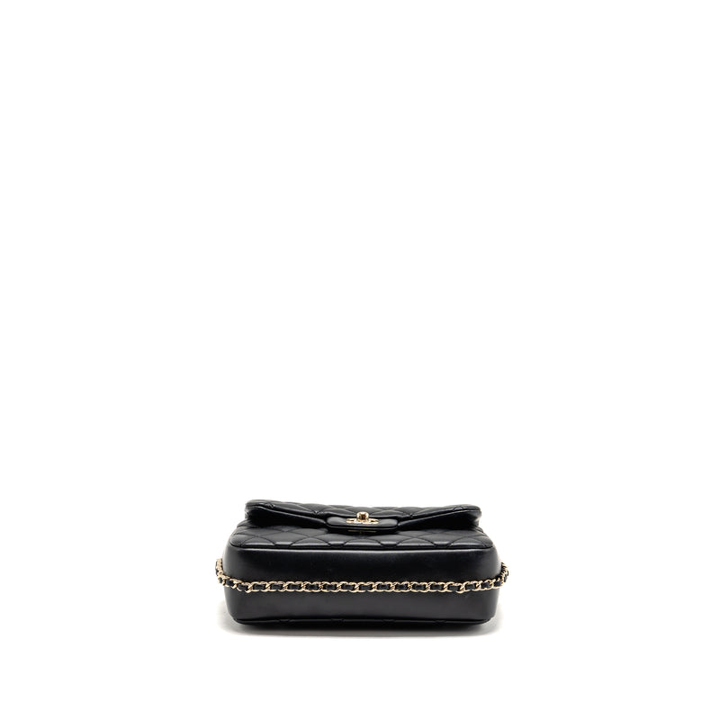 Chanel Quilted Flap Bag with Pearl Detailed Chain Lambskin Black LGHW