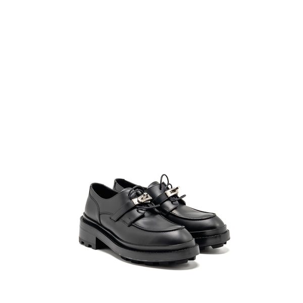 Hermes size 37 Richelieu Derby First Loafer Black SHW