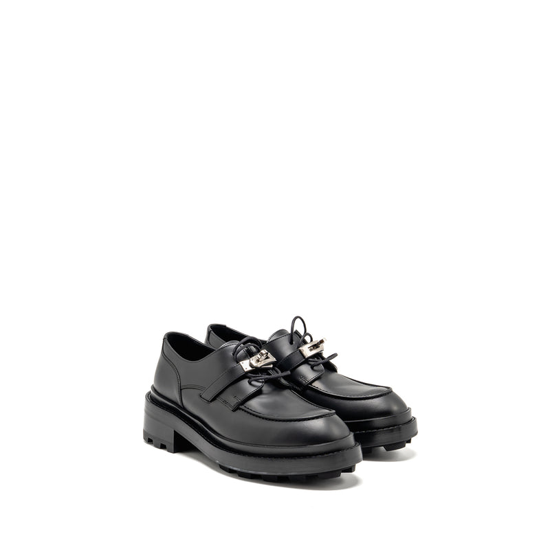 Hermes size 37 Richelieu Derby First Loafer Black SHW