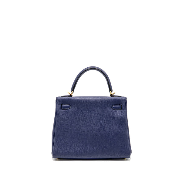 Hermes Kelly 25 Togo Blue GHW Stamp C