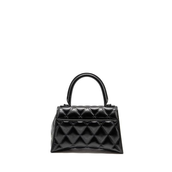 Balenciaga Small Hourglass Bag Quilted Calfskin So Black