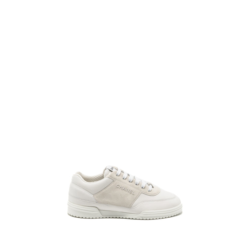 Chanel Size 38 Letter Logo Sneakers Calfskin/Suede White