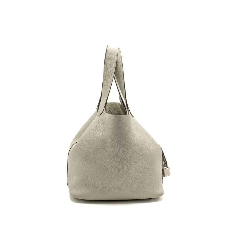 Hermes Picotin 22 lock bag Clemence Gris Neve SHW stamp B