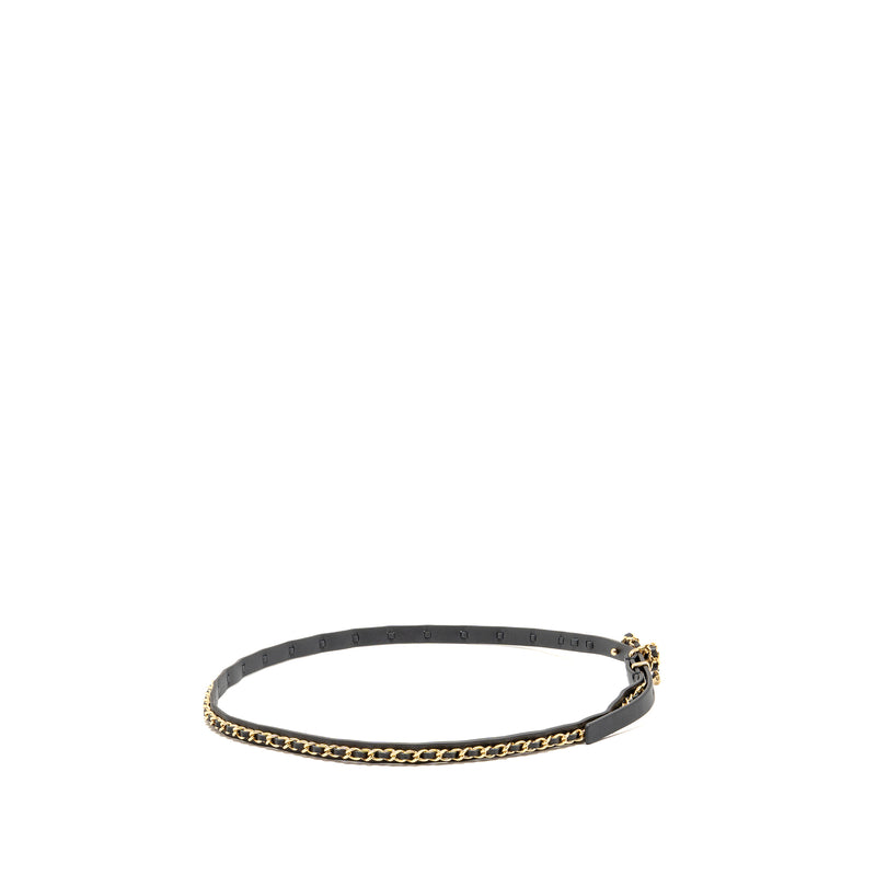 Chanel Size 75 Chain Belt with Bow Leather Black GHW
