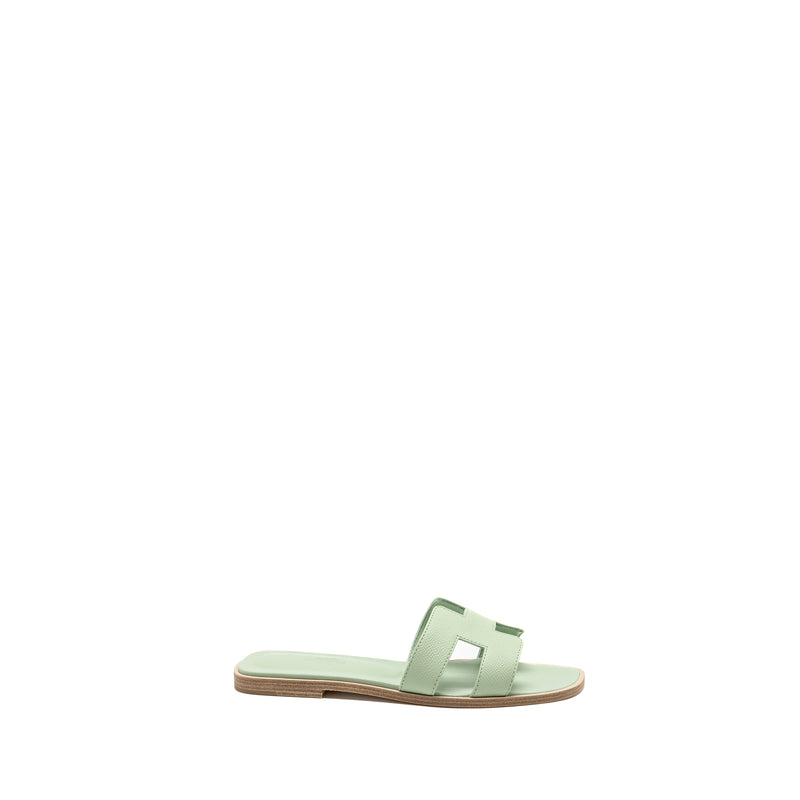 Hermes size 37 oran sandals calfskin vert jade