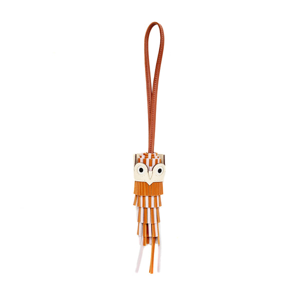 Hermes Chouette Bag Charm Milo Lambskin/Swift Calfskin Pain D’epice/Mauve Pale/Sienne/Nata/Blanc Stamp W