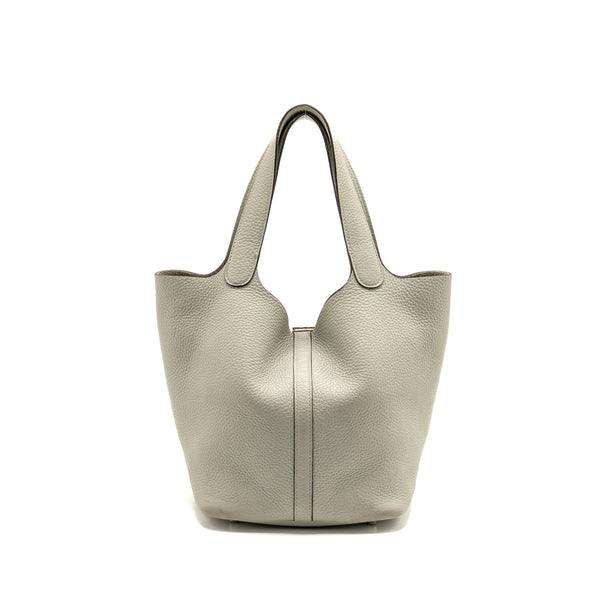 Hermes Picotin 22 lock bag Clemence Gris Neve SHW stamp B