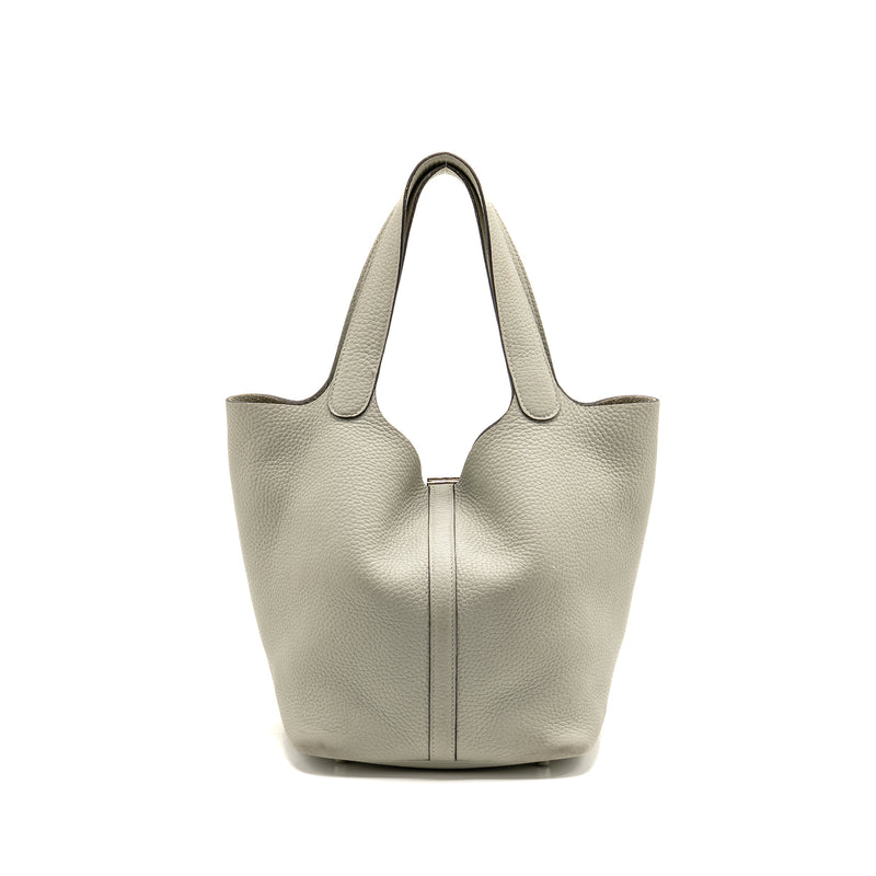 Hermes Picotin 22 lock bag Clemence Gris Neve SHW stamp B