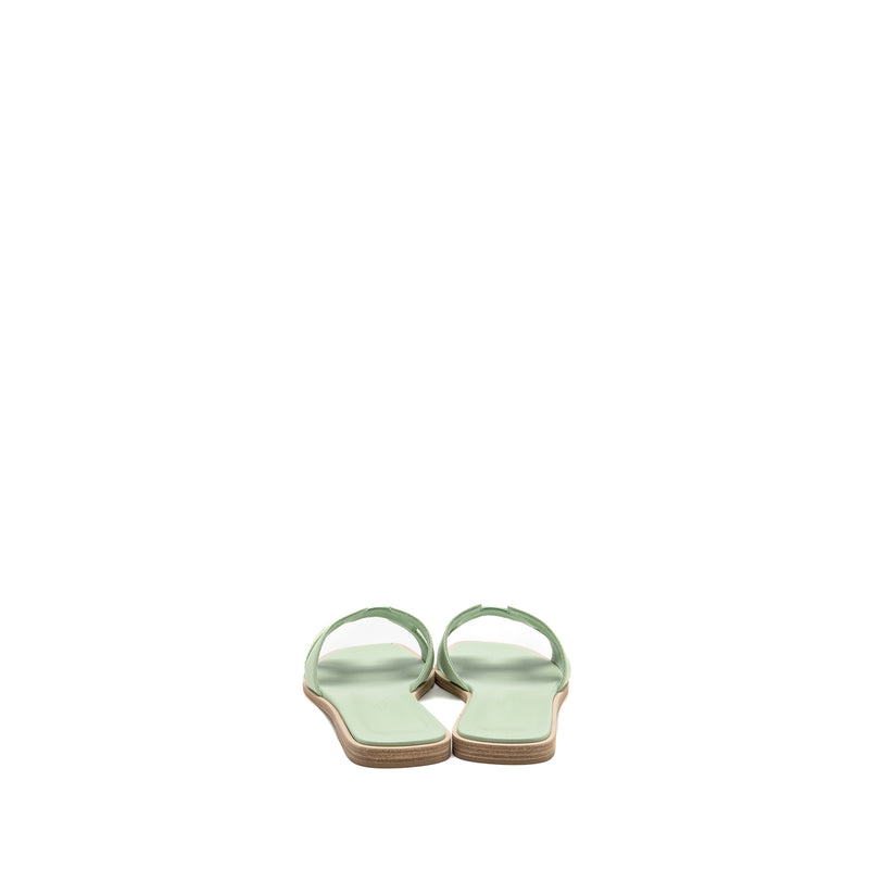 Hermes size 37 oran sandals calfskin vert jade