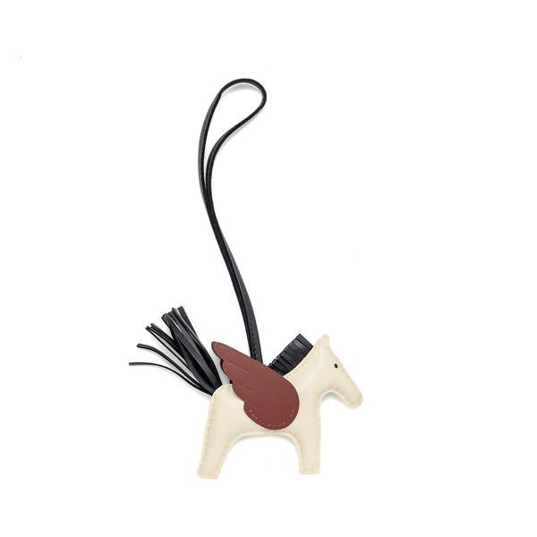 Hermes Rodeo Pegase PM Bag Charm Craie/Black/Rouge H Stamp B