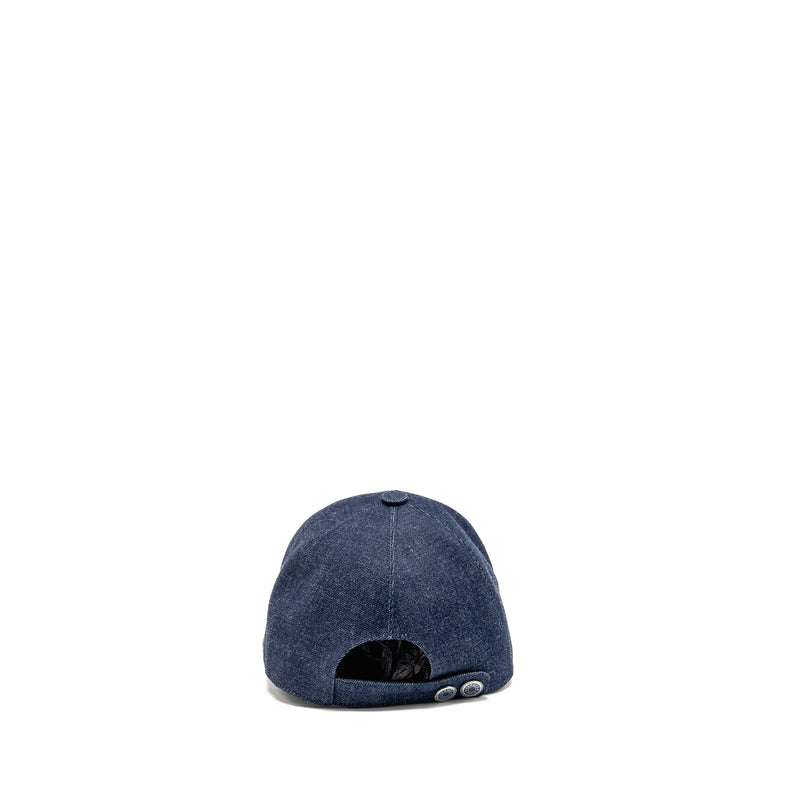 Hermes Size 57 Tess Denim Cap Cotton Bleu Indigo/ Marine