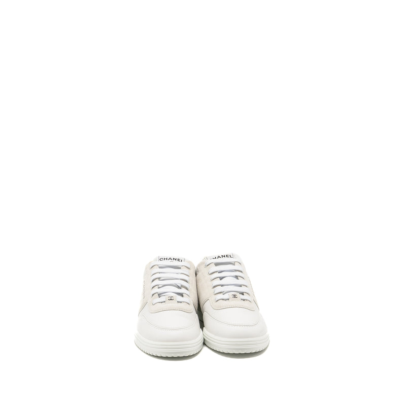 Chanel Size 38 Letter Logo Sneakers Calfskin/Suede White