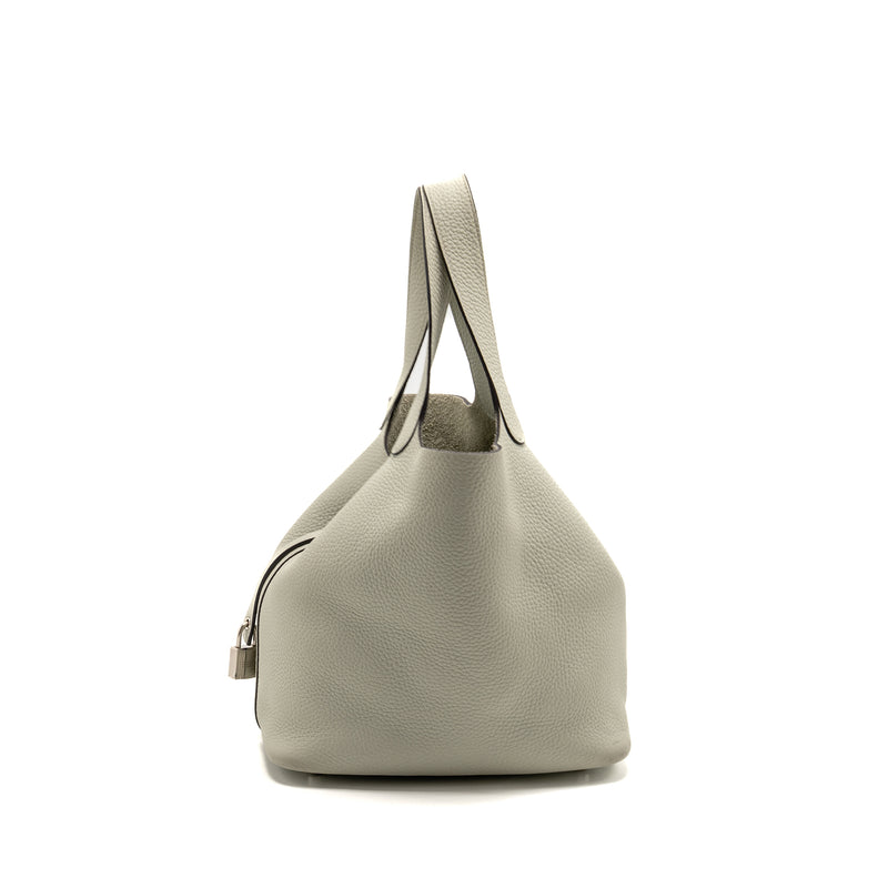 Hermes Picotin 22 lock bag Clemence Gris Neve SHW stamp B