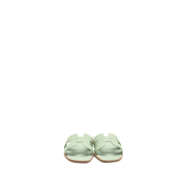 Hermes size 37 oran sandals calfskin vert jade