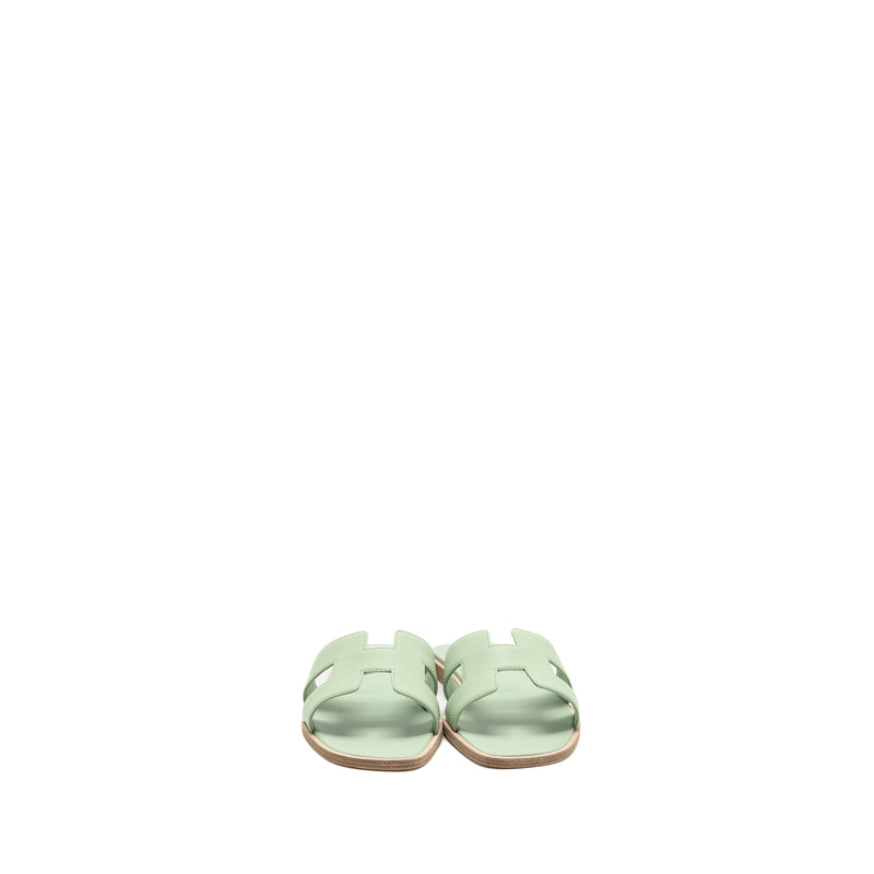 Hermes size 37 oran sandals calfskin vert jade