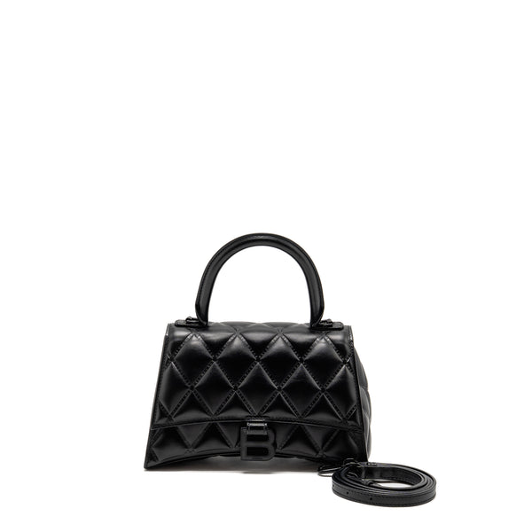 Balenciaga Small Hourglass Bag Quilted Calfskin So Black