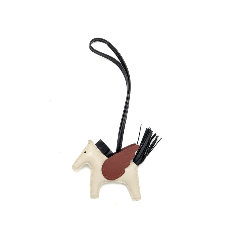 Hermes Rodeo Pegase PM Bag Charm Craie/Black/Rouge H Stamp B
