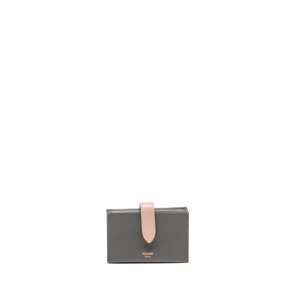 Celine Accordeon Card Holder Calfskin Pink/Grey GHW