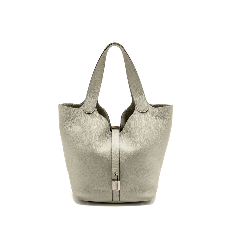 Hermes Picotin 22 lock bag Clemence Gris Neve SHW stamp B
