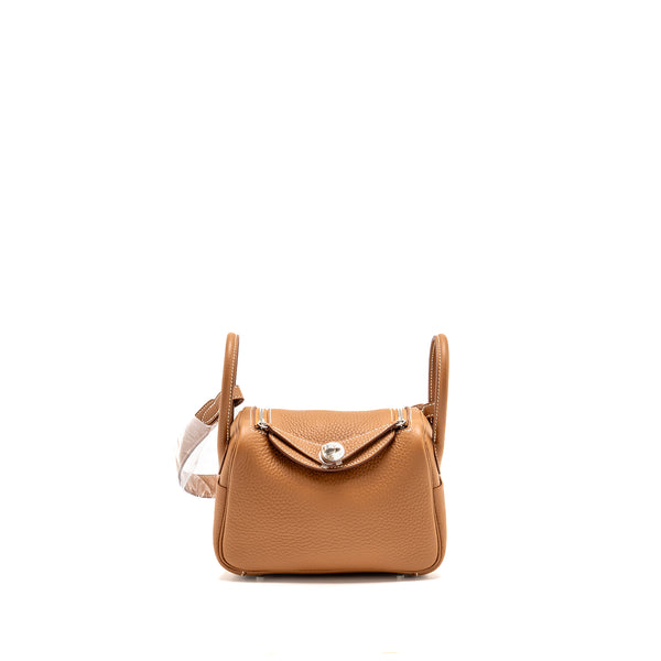 HERMES Mini Lindy II Clemence Gold SHW Stamp W