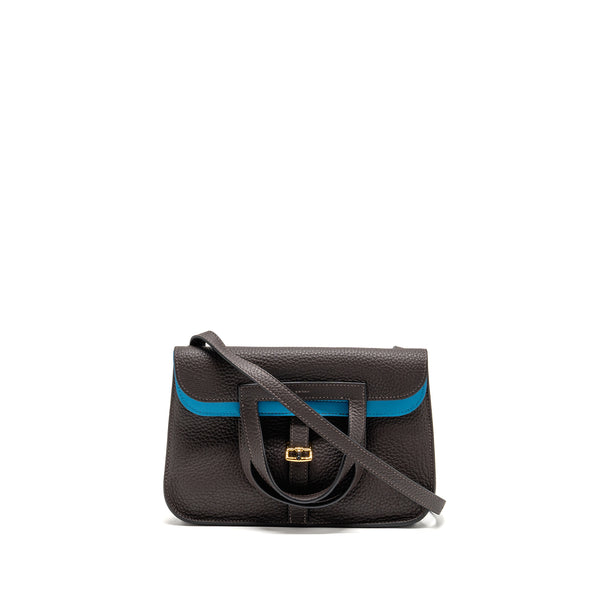 Hermes Halzan 25 Clemence Ebene/Zanzibar Blue GHW Stamp W
