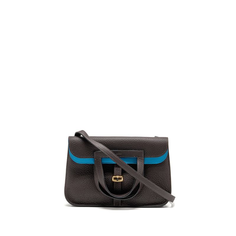 Hermes Halzan 25 Clemence Ebene/Zanzibar Blue GHW Stamp W