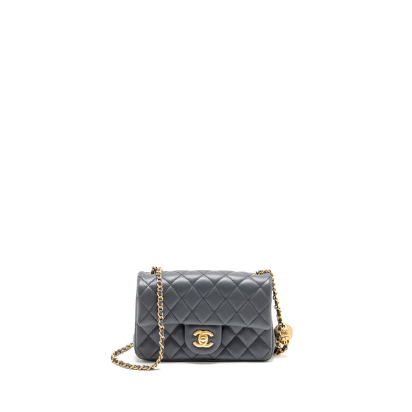 Chanel 23K Pearl Crush Mini Rectangular Flap Bag Dark Grey GHW (Microchip)