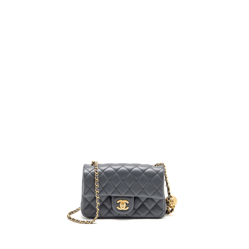 Chanel 23K Pearl Crush Mini Rectangular Flap Bag Dark Grey GHW (Microchip)