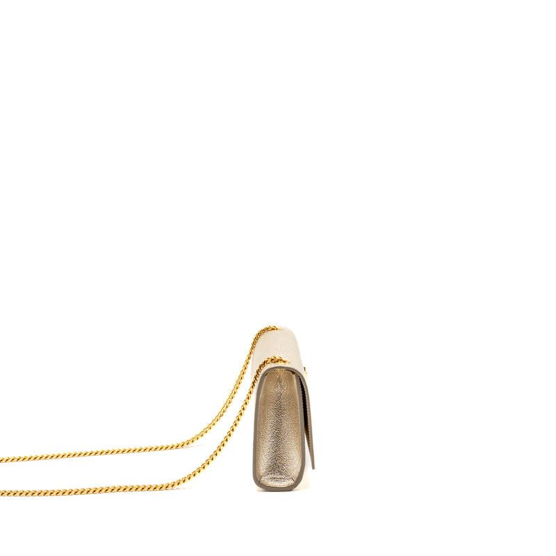 SAINT LAURENT/YSL Small Kate Bag Grained Calfskin Gold GHW