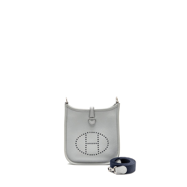 Hermes Mini Evelyn Clemence Bleu Pale/Bleu Indigo SHW Stamp Y