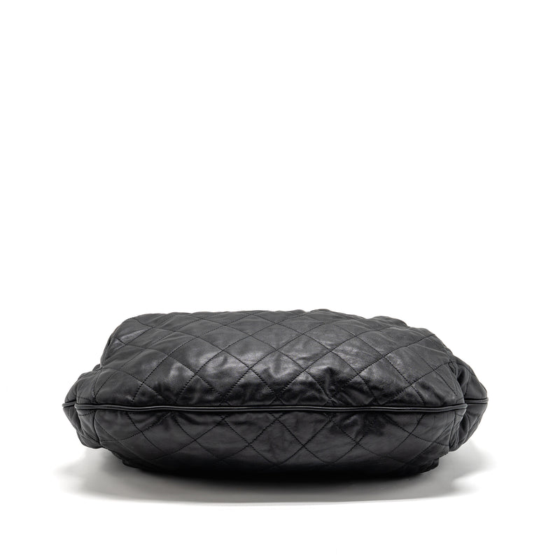 Chanel Coco Pleats Hobo Bag Calfskin Black Ruthenium Hardware