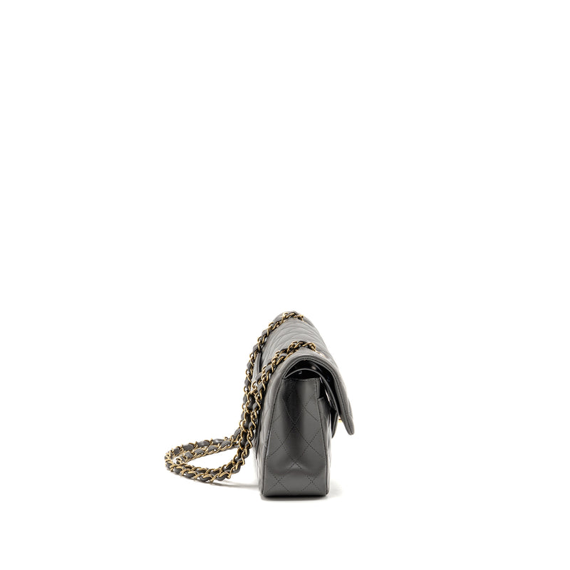 Chanel Small Classic Double Flap Bag Lambskin Grey LGHW (Microchip)