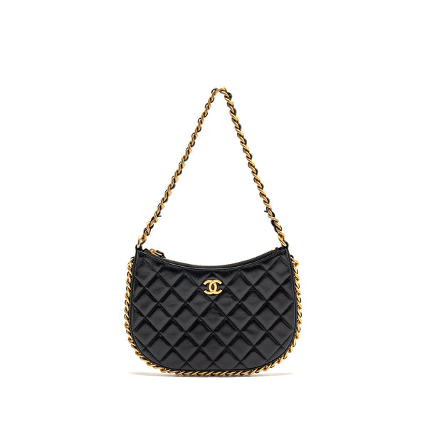 Chanel 23b Round Hobo Shoulder bag Lambskin Black GHW (microchip)