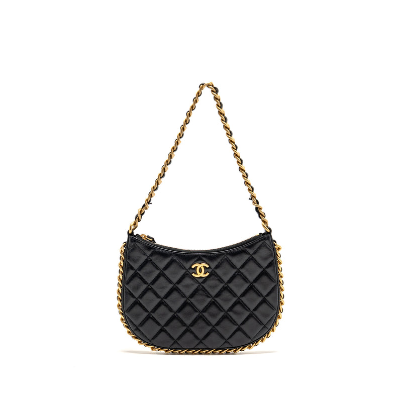 Chanel 23b Round Hobo Shoulder bag Lambskin Black GHW (microchip)