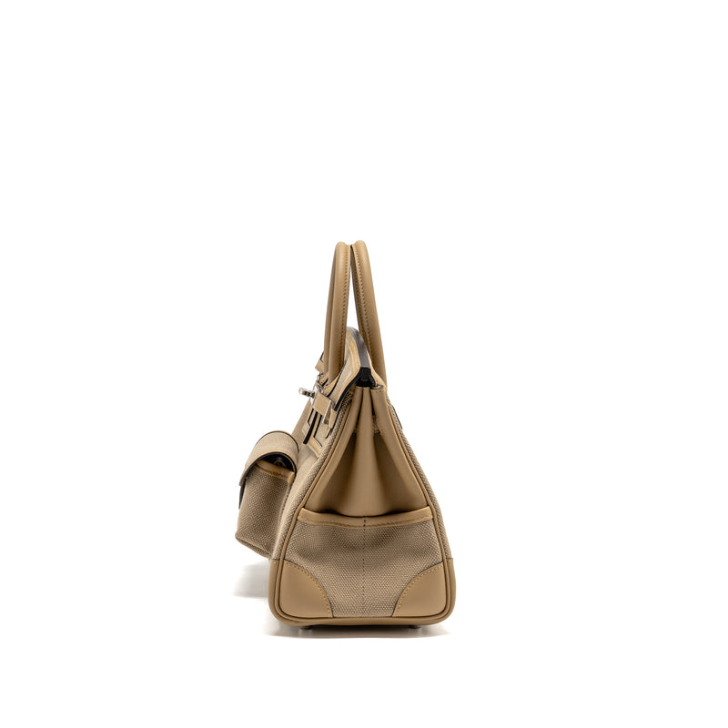 Hermes Birkin 25 Cargo Toile Goeland/Swift Beige Marfa/poussiere SHW Stamp K