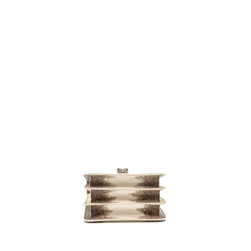 Bvlgari Top Handle Serpenti Forever Crossbody Bag Shiny Lizard White/Multicolour Black Hardware