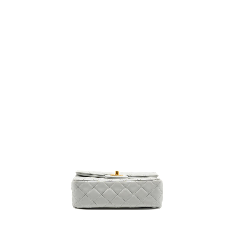 Chanel pearl crush mini rectangular flap bag lambskin grey GHW (microchip)